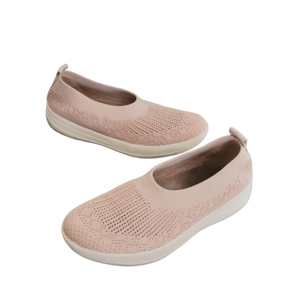 FITFLOP Ballerina Pink Slip On Sneakers 37 6 Blush Knit Woven Plantar Fasciitis - Picture 13 of 15